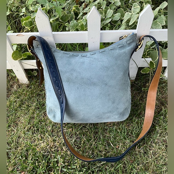 Vintage Coach Blue Suede Shoulder Bag. - Picture 1 of 13